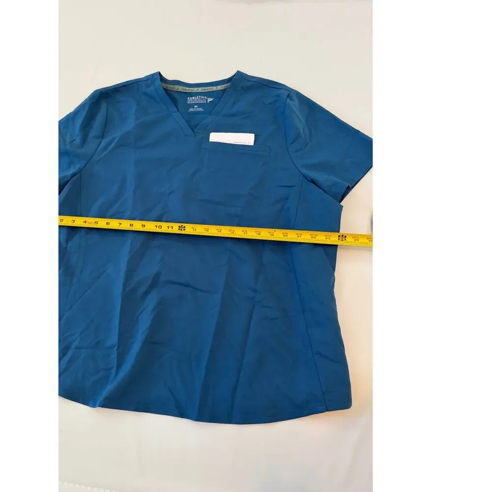NWT Fabletics Scrub Set Vital Top/Ion Pant Womens 2X/Tall Caribbean Blue READ - Picture 10 of 16